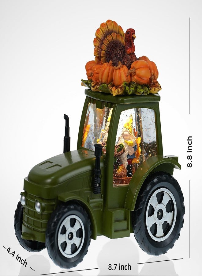 كرات ثلجية مزينة لعيد الشكر، ديكورات خريفية مضيئة على شكل ديك رومي وقزم وقرع، كرات ثلجية لامعة دوارة مع مؤقت، هدايا عيد الشكر على شكل جرار أخضر ليوم الحصاد الخريفي - Image 4